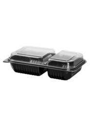 Hinged Black Dinner Box with 2 Compartments #EC425208500