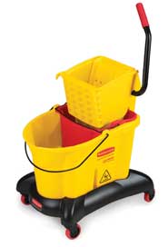 Chariot mobile avec seau et essoreuse à pression latérale #RB007680JAU