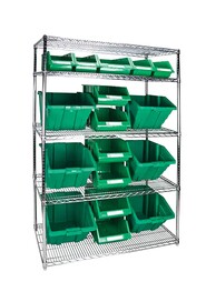 Heavy-Duty Wire Shelving Units with Storage Bins, 5 Tiers #TQ0RL837000