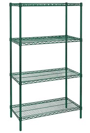 Heavy-Duty Green Epoxy Finish Wire Shelving, 4 Tiers #TQ0RL650000