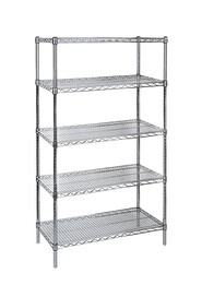 Standard-Duty Chromate Wire Shelving, 5 Tiers, 600 lbs/shelf #TQ0RN539000