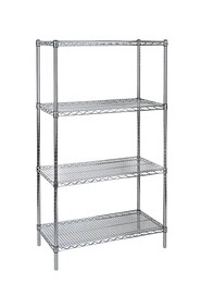 Heavy-Duty Chromate Wire Shelving, 4 Tiers, 800 lbs/shelf #TQ0RL061000