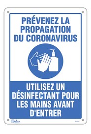 Enseigne "Prévenez le Coronavirus, utilisez un désinfectant pour les mains" #TQSGU362000