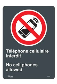 Enseigne "Téléphone cellulaire interdit" bilingue #TQSGP395000