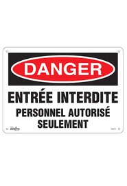 Enseigne «Danger Personnel Autorisé Seulement» bilingue #TQSGM274000
