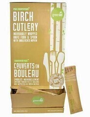 Birch Wood Cutlery Kit with Dispenser #EC750009800