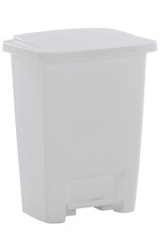 White Plastic Step-On Trash Can, 8 gallons #AL284187BLA