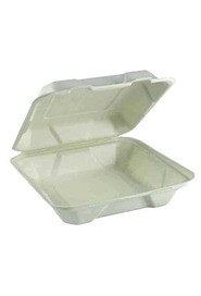 Hinged White Bagasse Container #EC725493400
