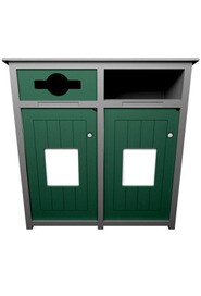 AURA Outdoor Double Recycling Station 64 Gal #BU149764000