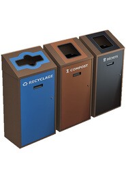 TRANSIT 3-Stream Wall Mounted Recycling Station 58L #NITR5803BRU