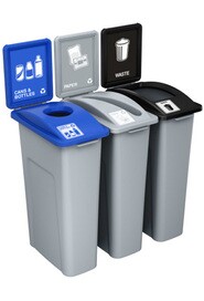 WASTE WATCHER Îlot avec panneaux pour Déchets, canettes et papiers 69 gal #BU202784000