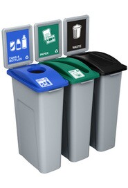 WASTE WATCHER Îlot avec panneaux pour Déchets, canettes et papiers 69 gal #BU202848000