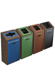 TRANSIT Wall Mounted 4-Stream Recycling Station 58L #NITR5804MRBRU