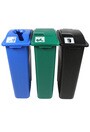 WASTE WATCHER Triple Containers Waste, Recycling and Compost 69 Gal #BU101060000
