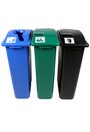 WASTE WATCHER Triple Containers Waste, Recycling and Compost 69 Gal #BU101058000