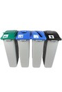 Quadruple contenants canettes, papier, compost et déchets Waste Watcher, fermé et base grise #BU101005000