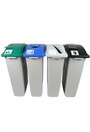 Quadruple contenants canettes, papier, compost et déchets Waste Watcher, fermé et base grise #BU101007000