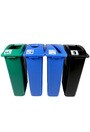 Quadruple contenants canettes, papier, organique et déchets Waste Watcher, Ouvert et Base colorée #BU101075000