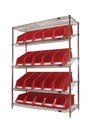 Slanted Wire Shelf with Bins, 5 Tiers #TQ0RN665000