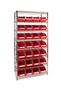 Heavy-Duty Wire Shelving Units with Storage Bins, 8 Tiers, 14" D #TQ0RL818000