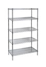 Standard-Duty Chromate Wire Shelving, 5 Tiers, 600 lbs/shelf #TQ0RN543000