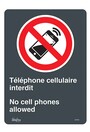 "No Cell Phones" Bilingual Safety Sign #TQSGP395000