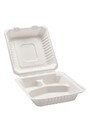 Compostable Hinged Bagasse Containers, 3 Sections #GL006015000