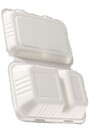 Compostable Hinged Bagasse Containers, 2 Sections #GL006016000