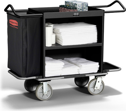 Chariot de ménage double à 2 tablettes Rubbermaid 9T62 #RB009T62NOI