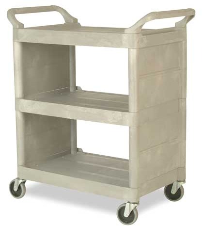 Chariot de service à 3 tablettes, 2 côtés fermés 3355-88 #RB335588PLA Chariot de service à 3 tablettes, 2 côtés fermés 3355-88 #RB335588PLA