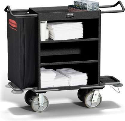 Chariot de ménage double à 4 tablettes Rubbermaid 9T63 #RB009T59NOI