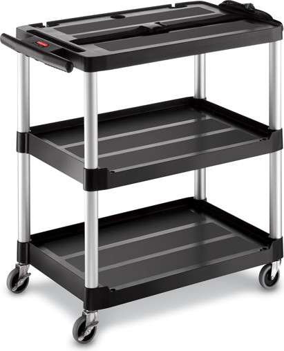 Chariot audio-visuel à 3 tablettes et roues de 3" pour télés 24" #RB009T28NOI