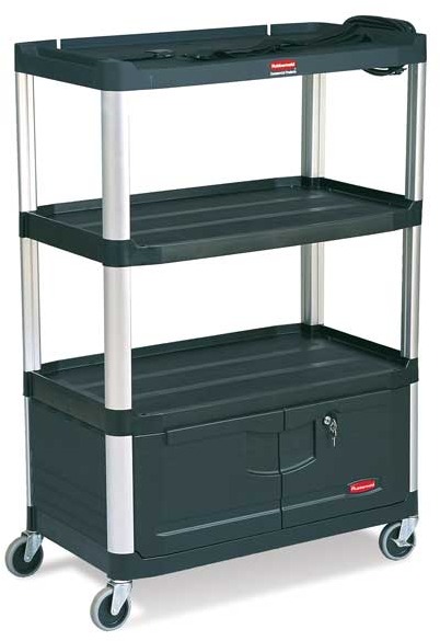 Chariot audio-visuel à 4 tablettes et roues de 4" pour télés 32" #RB009T35NOI