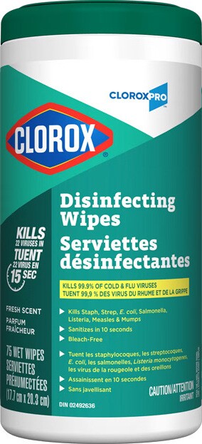 CLOROX PRO Lingettes désinfectantes avec quaternaire #CL001169000