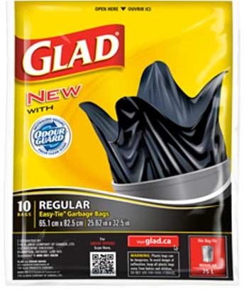 Garbage Bags 75 L Glad 26" x 33", Black #CL001182500 Garbage Bags 75 L Glad 26" x 33", Black #CL001182500