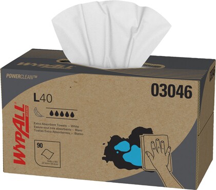 Wypall L40 White Pop-Up Box Heavy Duty Cloths #KC003046000