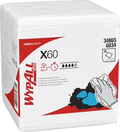 Wypall X60 White Quaterfold Washcloths #KC034865000