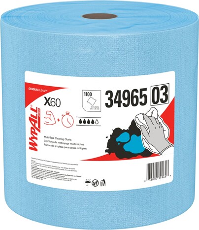 Wypall X60 Blue Roll Washcloths #KC034965000