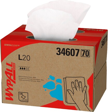 Wypall L20 White Cleaning Pop-Up Box Wipes #KC034607000