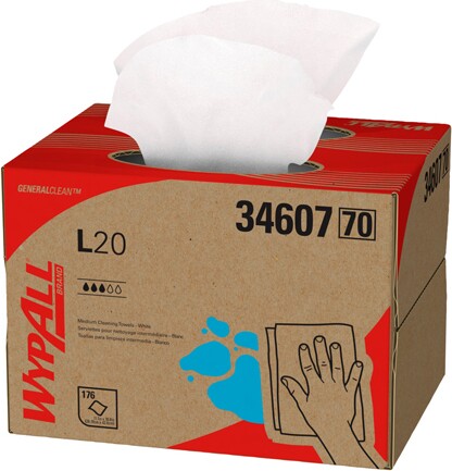 Wypall L20 Chiffons de nettoyage en boîte pop-up blanc #KC034607000