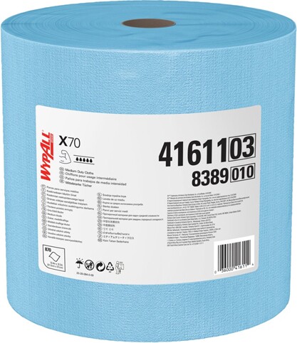 41611 Wypall X70 Blue Roll Medium Duty Cleaning Cloths #KC041611000