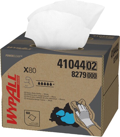 Wypall X80 White Pop-Up Box Heavy Duty Cleaning Cloths #KC041044000