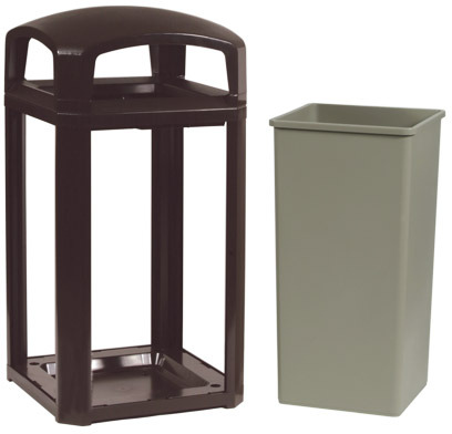 3975 LANDMARK Outdoor Waste Container with Lid 50 Gal #RB003975SAB