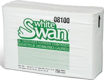 08100 White Swan, Serviettes de table blanches, 18 x 500 feuilles #EM008100000