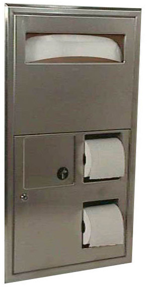 Paper Dispenser and Waste Receptacle for Toilet Partition Bobrick B-3574 #BO0B3574000 Paper Dispenser and Waste Receptacle for Toilet Partition Bobrick B-3574 #BO0B3574000