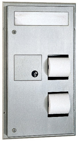 Distributeur de papiers et poubelle pour partition de toilette Bobrick B-357 #BO00B357000 Distributeur de papiers et poubelle pour partition de toilette Bobrick B-357 #BO00B357000