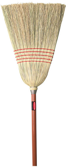 Balai de paille régulier avec manche en bois 1" de diamètre #RB006381000