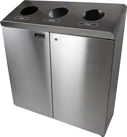 316S 3-Stream Stainless Steel Recycling Station 51 Gal #FR00316S000