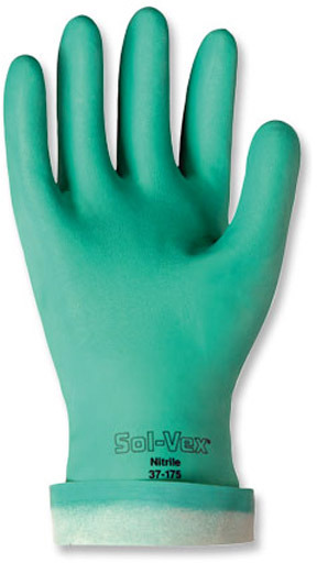 Gants en nitrile 13", 15 mils. Verts au fini gauffré Sol-Vex #TR037175008