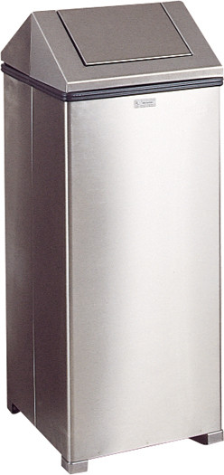 Poubelle en acier inoxydable avec couvercle à charnière de 24 gallons #RBT1424SSPL Poubelle en acier inoxydable avec couvercle à charnière de 24 gallons #RBT1424SSPL